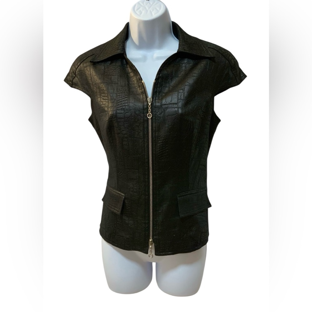 Women’s Black Croc Coated Vest